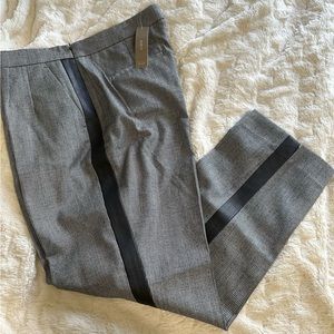 J.Crew plaid Martie pant with faux leather tuxedo stripe